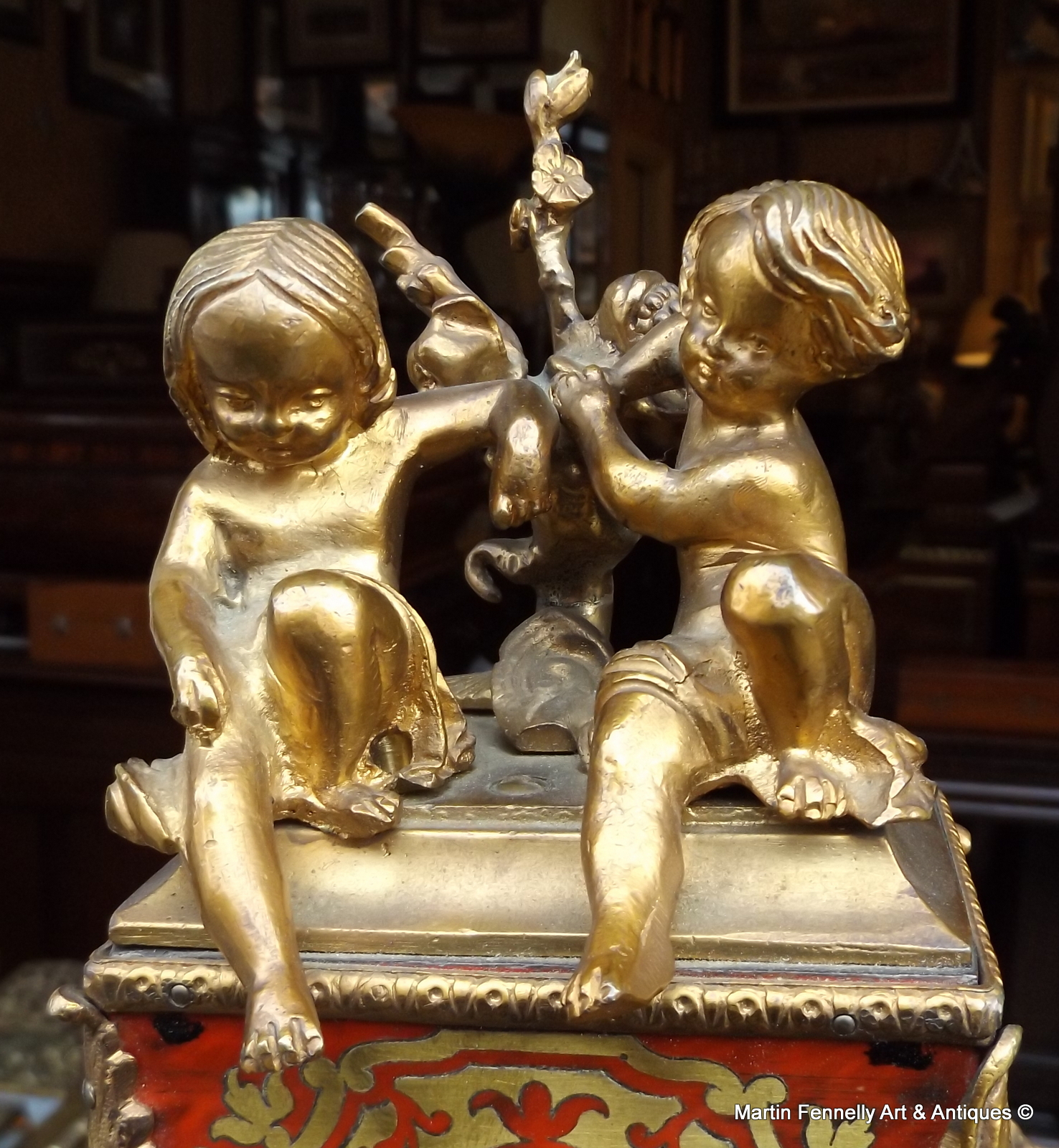 093 French Boulle Ormolu and Tortoise shell inlaid Mantel Clock - Image 3