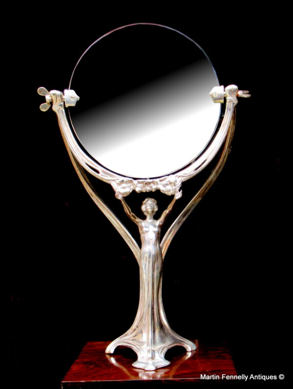 896 Sold WMF Art Nouveau Mirror, Germany Circa 1905