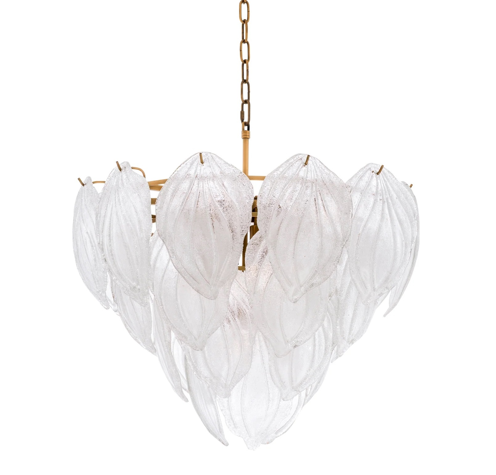 021 Novida Chandelier - Large Brass and Frosted Glass Petals - Image 2