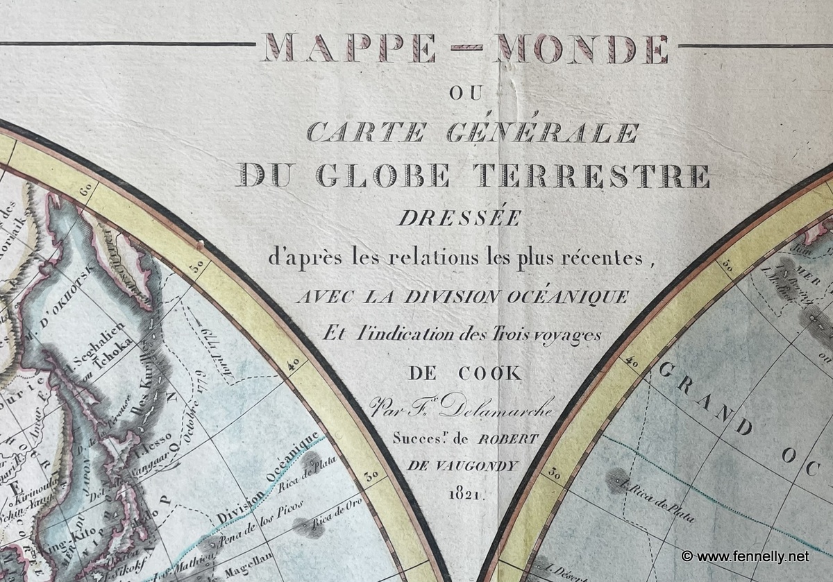 067 Mappe Monde (World Map) - Robert de Vaugondy - 1821 - Image 2
