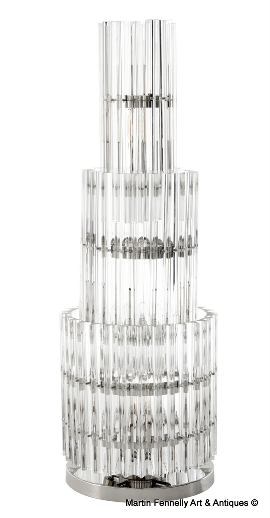 032 Sold Pair of Large Crystal Tower Table Lamps - Art Deco - Superb Design - Italian Venini - Image 2