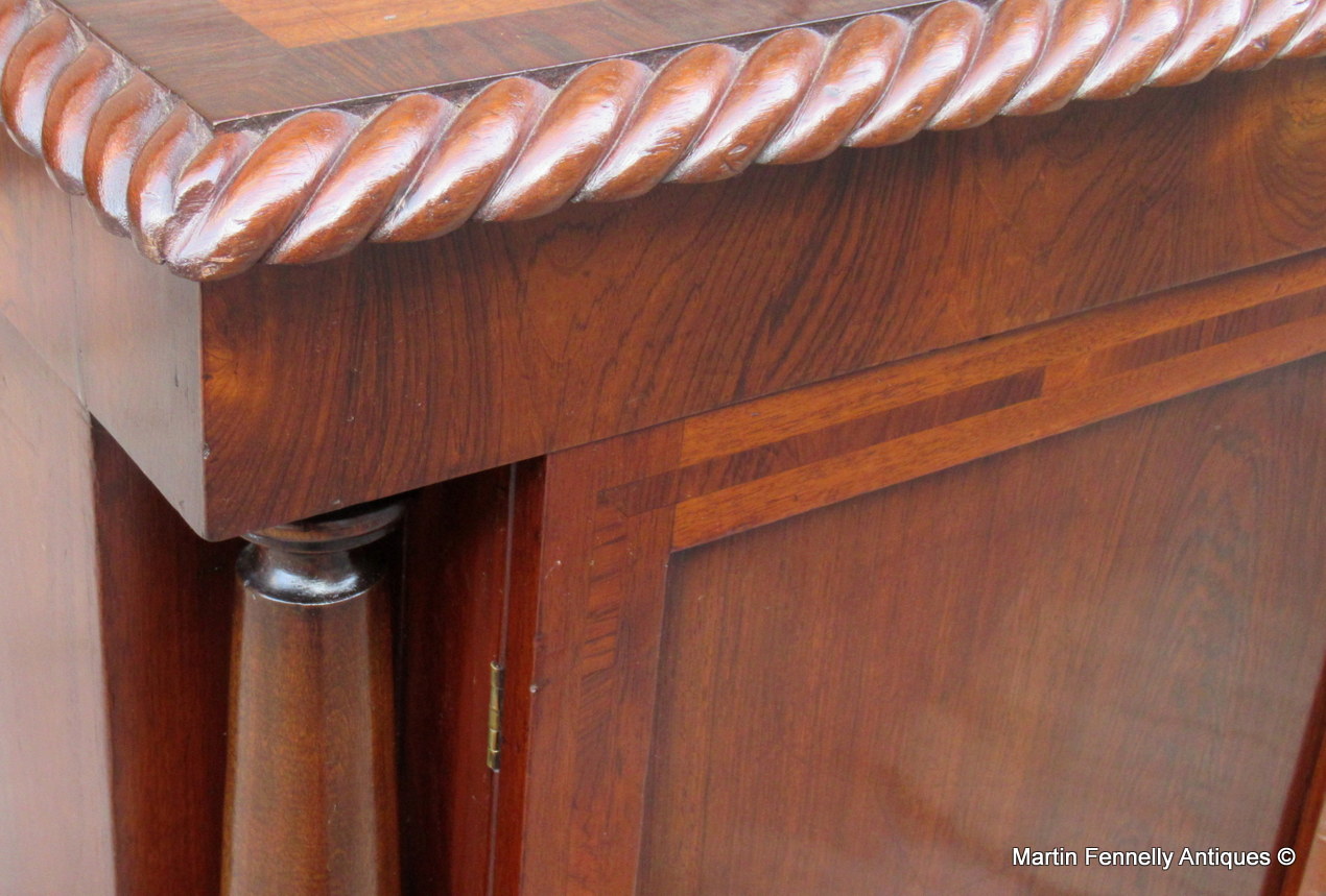 606 Sold Irish Regency Mahogany and Rosewood Twin Door Cabinet - Circa 1820 - Image 4