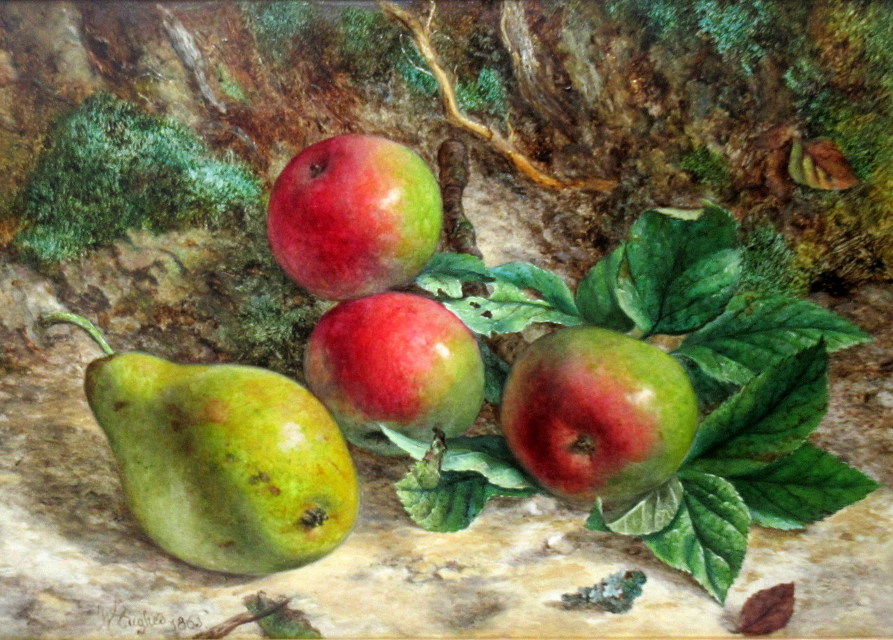 476 Sold William Hughes Still Life Fruits Oil on Board English Painting 1863 Gilt Frame - Image 5