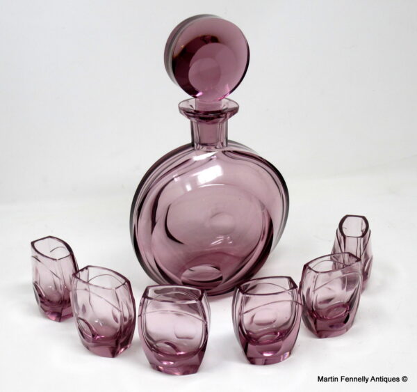 198 Rare and Striking Early 20th Century Decanter Set in Amethyst