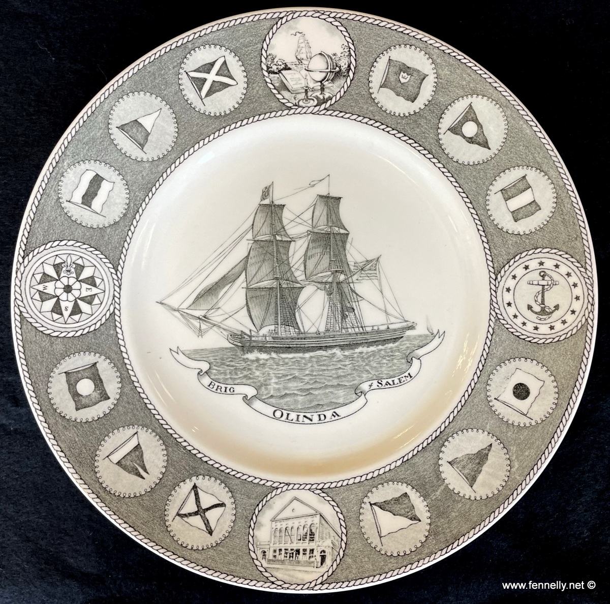 469 Set of 6 Wedgwood Plates - 150th anniversary of the Peabody Essex Museum in Salem - Image 6