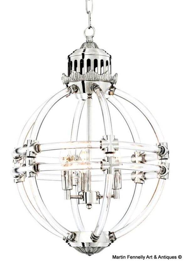 M016 Wonderful Nickel and Lucite Chandelier - Superb Design