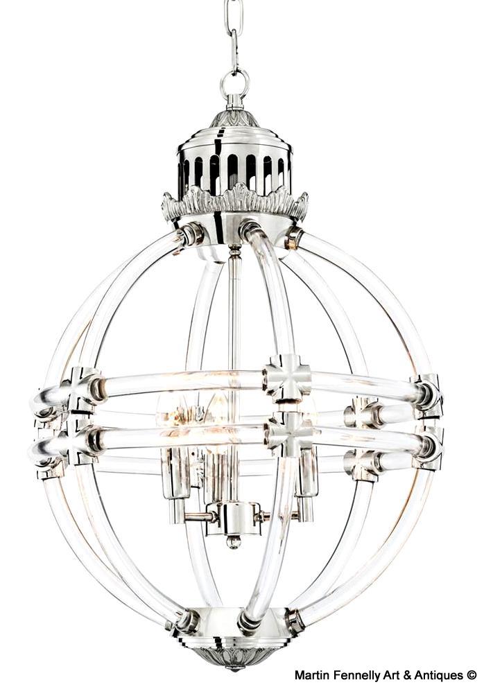 M016 Wonderful Nickel and Lucite Chandelier - Superb Design