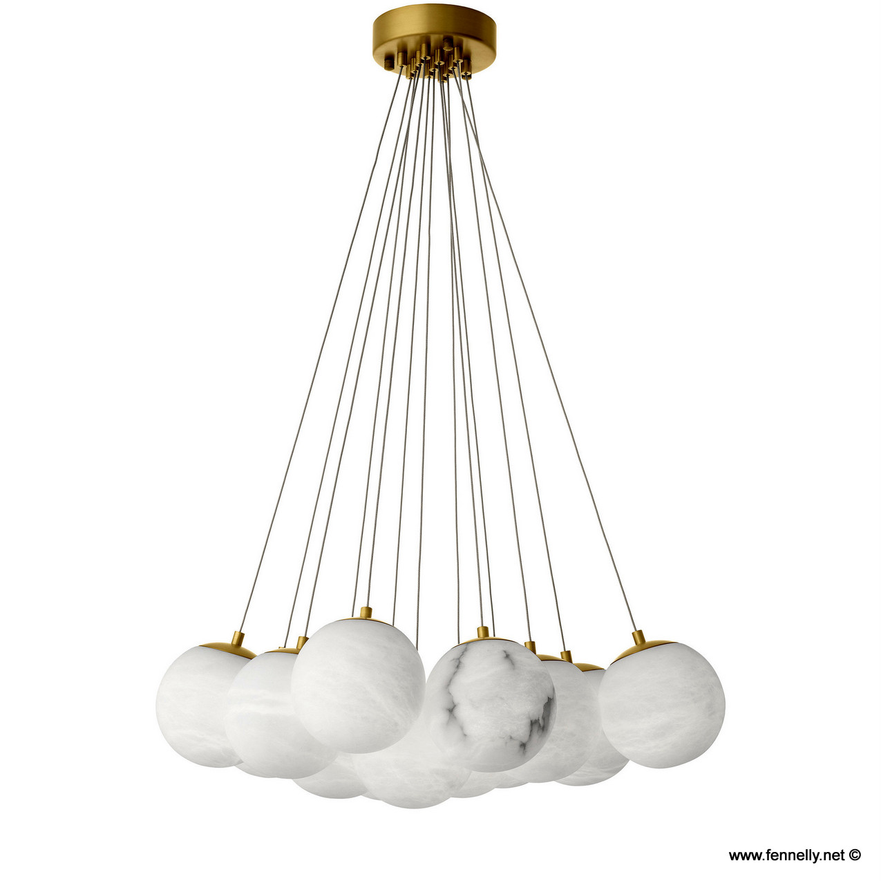 M163 Stunning Retro Chandelier - The Sphnix - Large 13 Alabaster Shades - Image 2