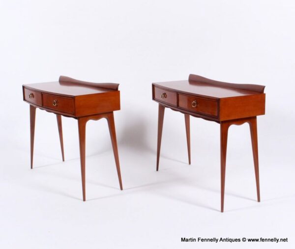 811 Sold Pair Of Elegant Mid Century Italian Bedside Tables - Cherrywood