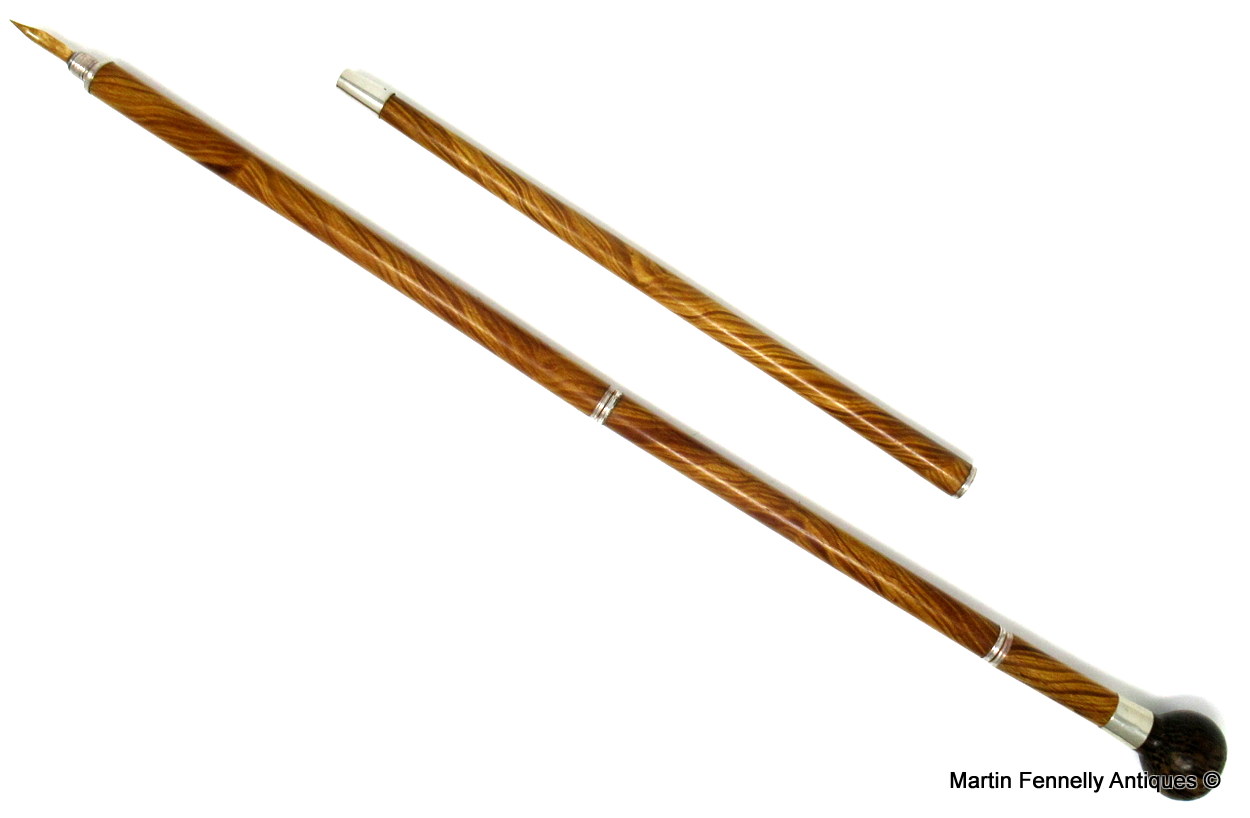 500 Malacca Austrian System Writers Walking Stick Silverplated Mounts 19thCt - Image 3