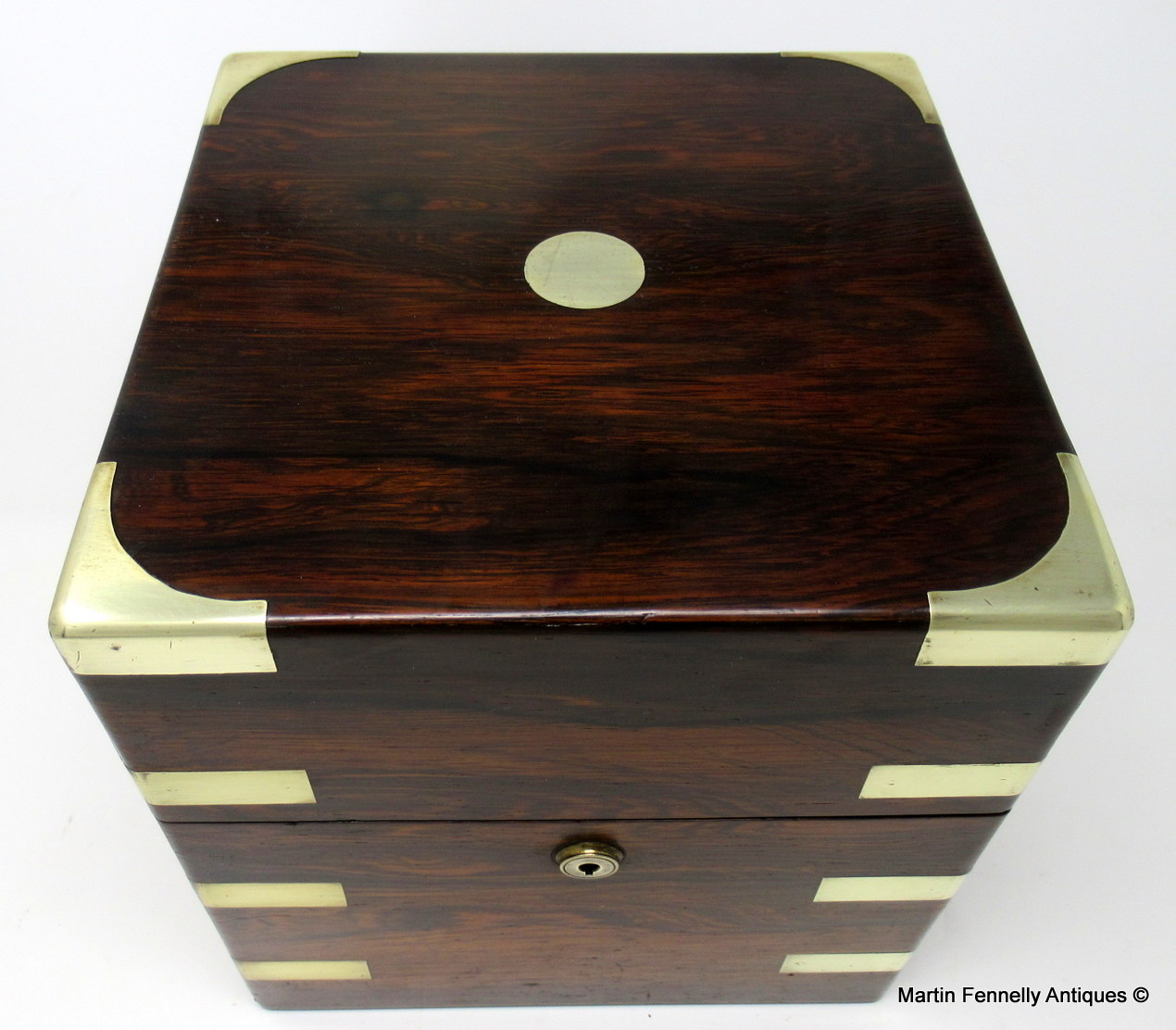 640 Sold Fine Rosewood Brass Mounted Irish Tantalus by Mansfield Dublin Ireland - Image 5