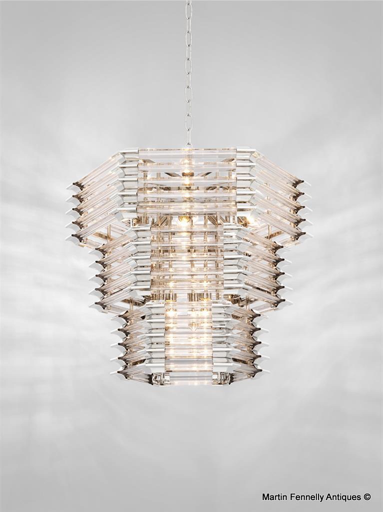 M086 Sold Superb Clear Glass Rod and Nickel luxury modern chandelier - Image 5