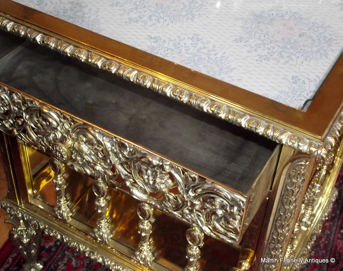 596 Sold Rare Heavy Brass and Glass Cabinet - Circa 1920 - Image 3