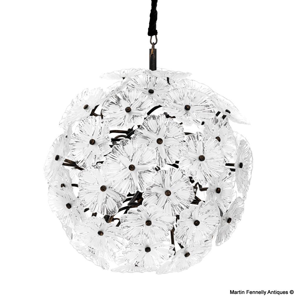 M022 Sold Large Floral Bouquet Pendent in Glass and Antique Brass - Image 2