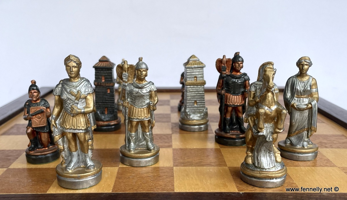 482 Sold Chess Set - Roman Themed - Original Board and Storage - Image 6