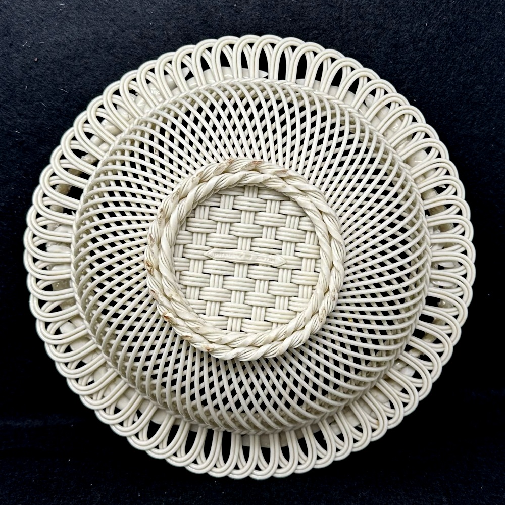 566 Sold Antique Irish Belleek Porcelain Three Strand Basket Centerpiece 1865-1889 Ireland - Image 4