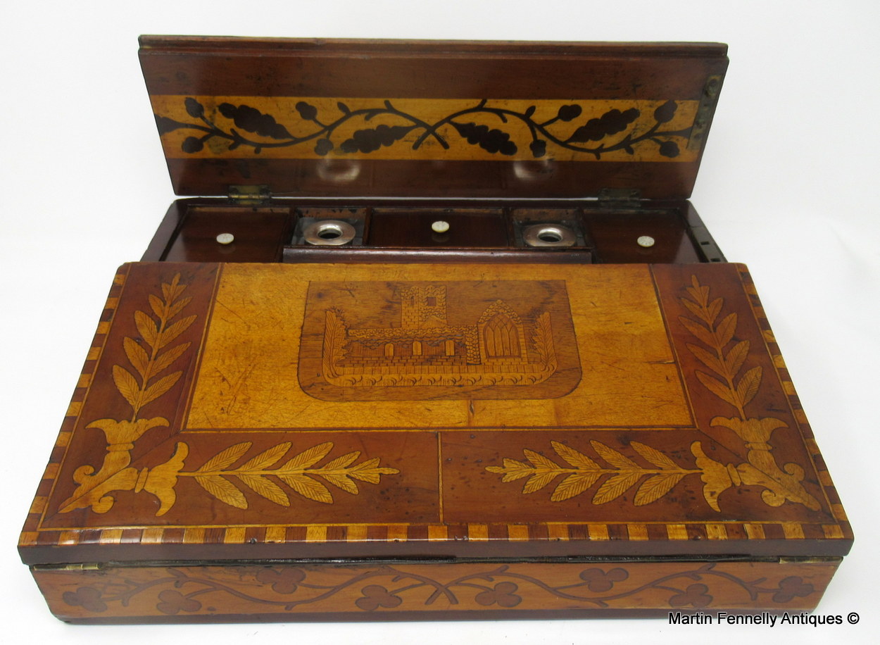 207 Irish Killarney Ware Arbutus Wood Ladies or Gents Travelling Writing Slope 19thCt - Image 2