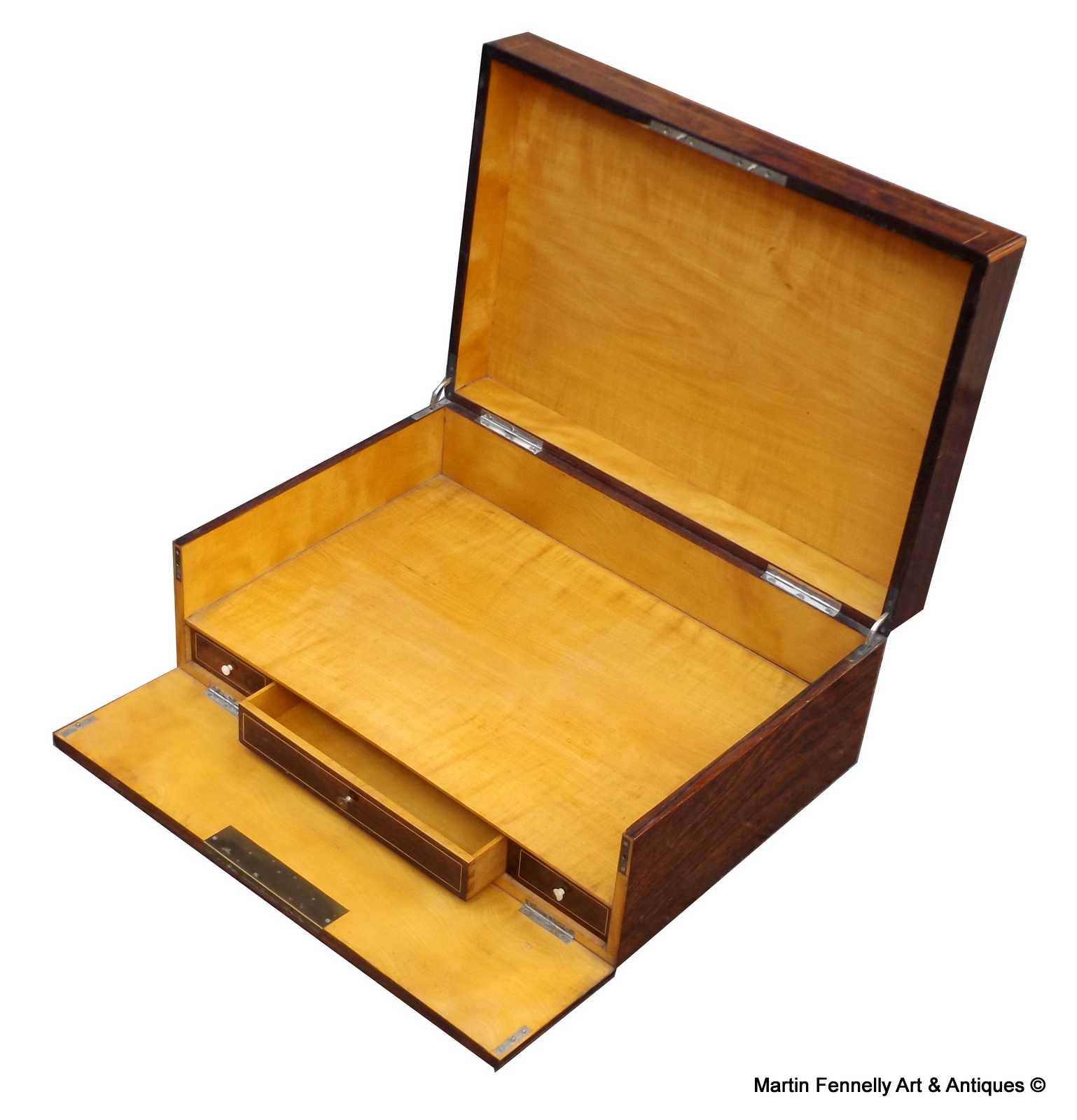 352 Sold French Scarf Box - Circa 1890 - Rosewood with Satinwood Inlay - Image 2