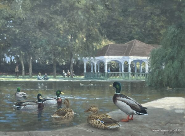 997 Sold Julian Friers RUA, 'By the Pond at Stephens Green' Oil on Canvas