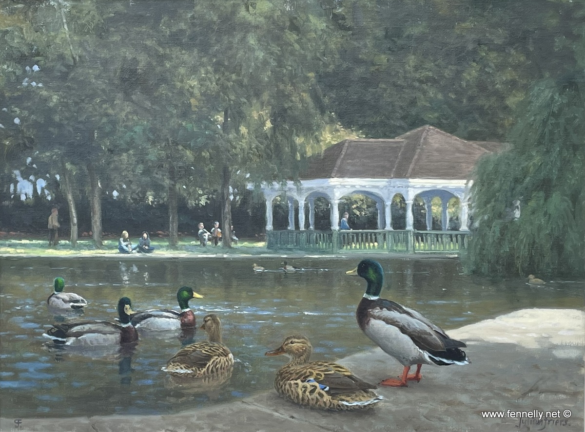997 Sold Julian Friers RUA, 'By the Pond at Stephens Green' Oil on Canvas