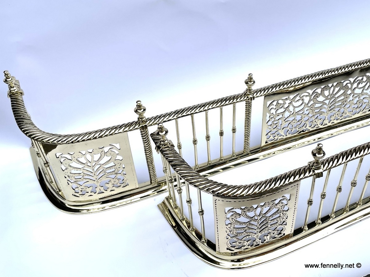 337 Sold Stunning Pair of Regency Irish Brass Fenders - Very Rare - Image 3