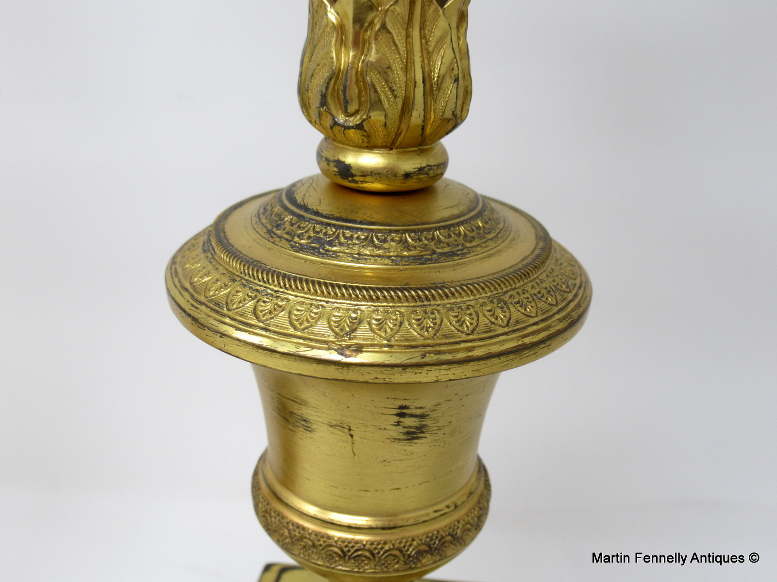 384 Sold Superb Pair of French First Empire Candlesticks- Ormolu and Porcelain Flowers Circa 1810 - Image 6