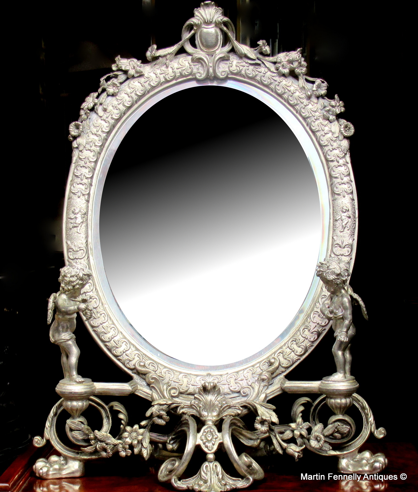 948 Superb French Cherubic Themed French Dressing Table Mirror Circa 1890 - Image 2