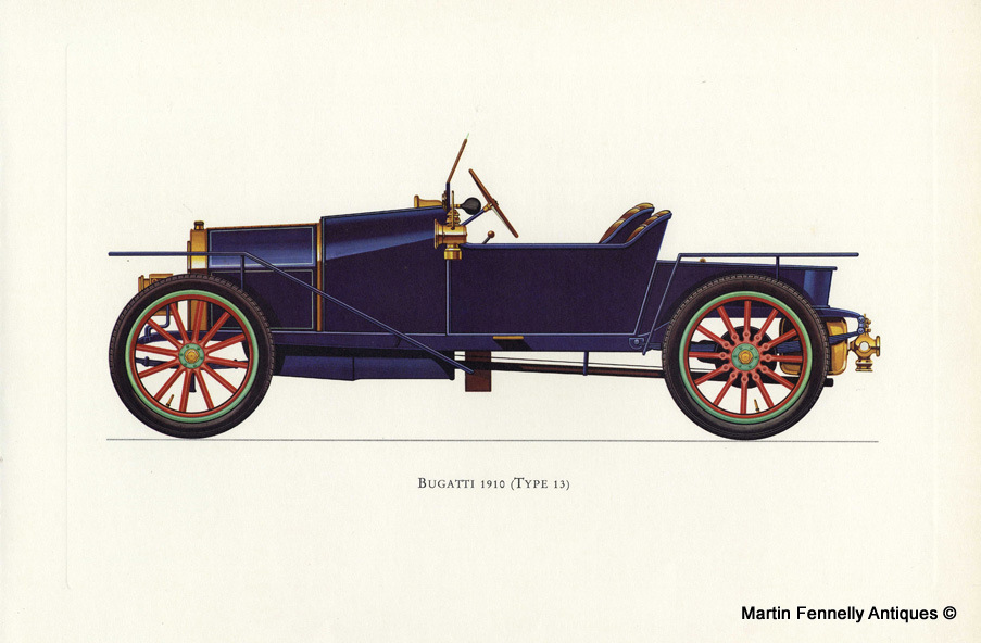 983 Set of Four Framed - Vintage French Cars from Veteran and Vintage 1964 - Image 4