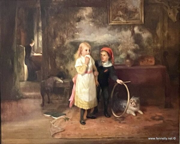 105 Sold George Bernard O'Neill - Oil on Board - Lets Play