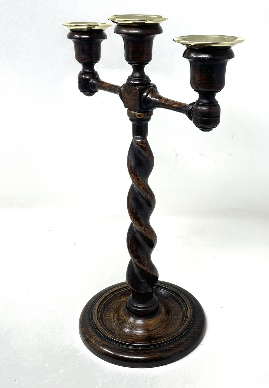 771 Sold Rare Pair of Thrre Light Oak Candelabra - Circa 1900 - Image 4