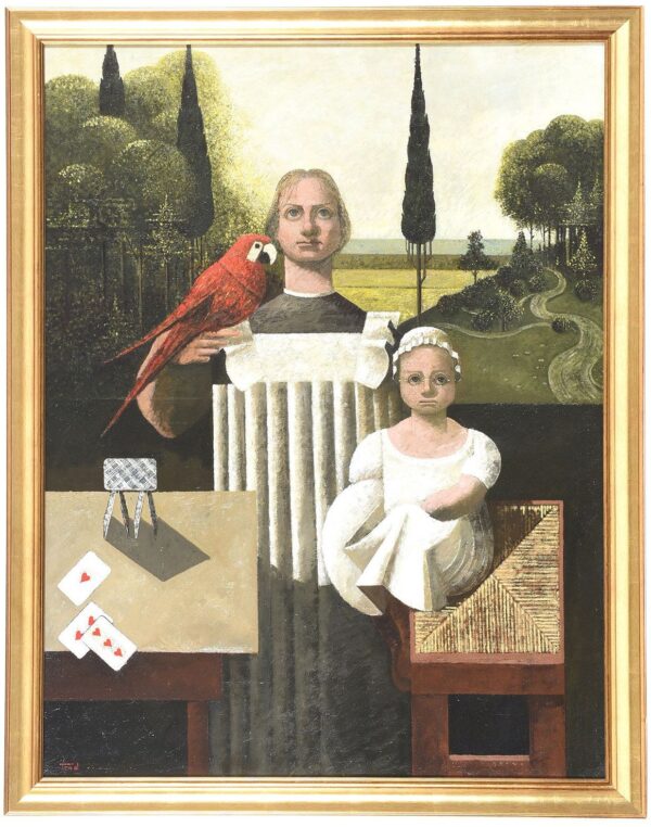 147 Sold Emilio Trad (b1953 Argentina) - Oil on Canvas - 'L'oiseau rouge'