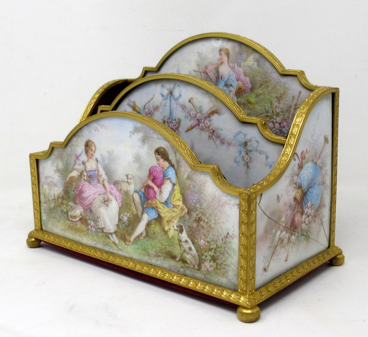 380 Sold Antique French Sevres Ormolu Gilt Bronze Dore Letters Holder Inkwell - Image 3