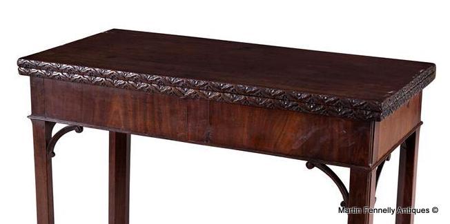 865 Superb George III Chippendale Period Mahogany Serpentine, Concertina Action Card Table - Image 3