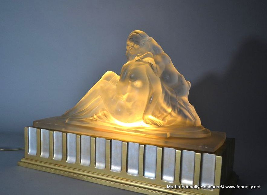 608 Sold Rare Art Deco Lamp - Sabino - Signed and Numbered - Image 2