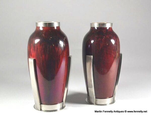 324 Superb Paul Milet Sevres Pair of mounted modernist Vases