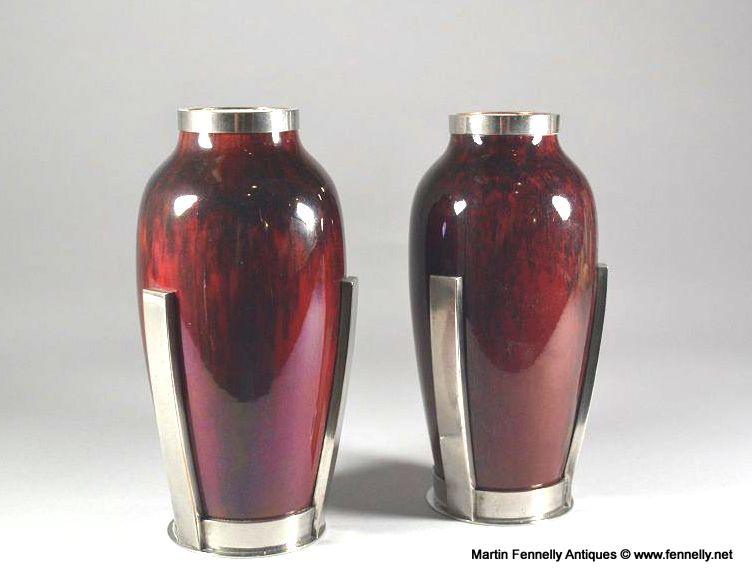 324 Superb Paul Milet Sevres Pair of mounted modernist Vases