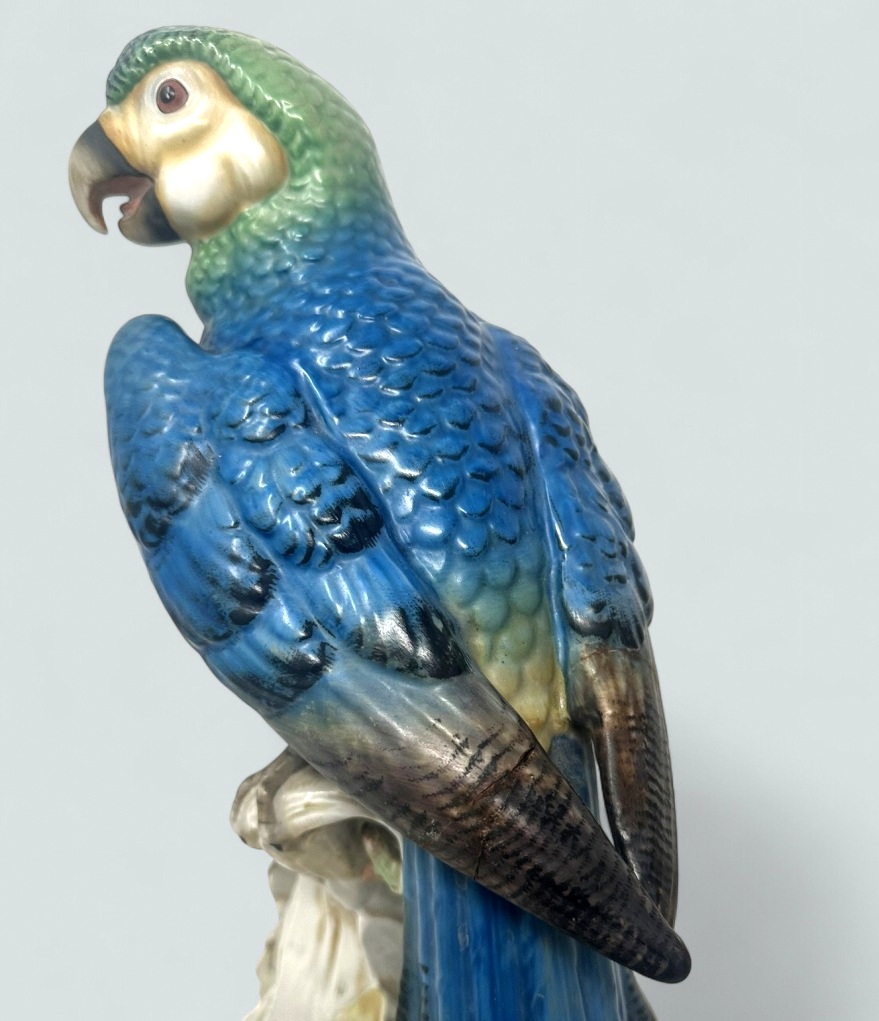 262 Sold Pair Antique German Porcelain Birds Parakeets Cockrels Cockatoos Parrots 19Ct - Image 5