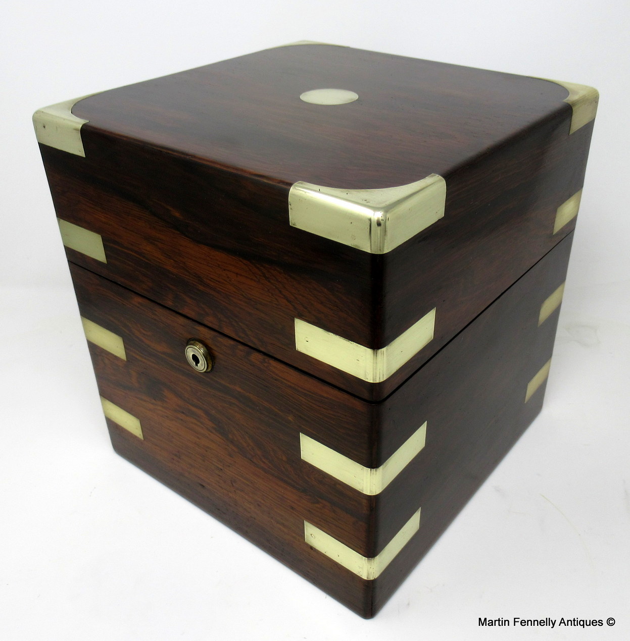 640 Sold Fine Rosewood Brass Mounted Irish Tantalus by Mansfield Dublin Ireland - Image 3