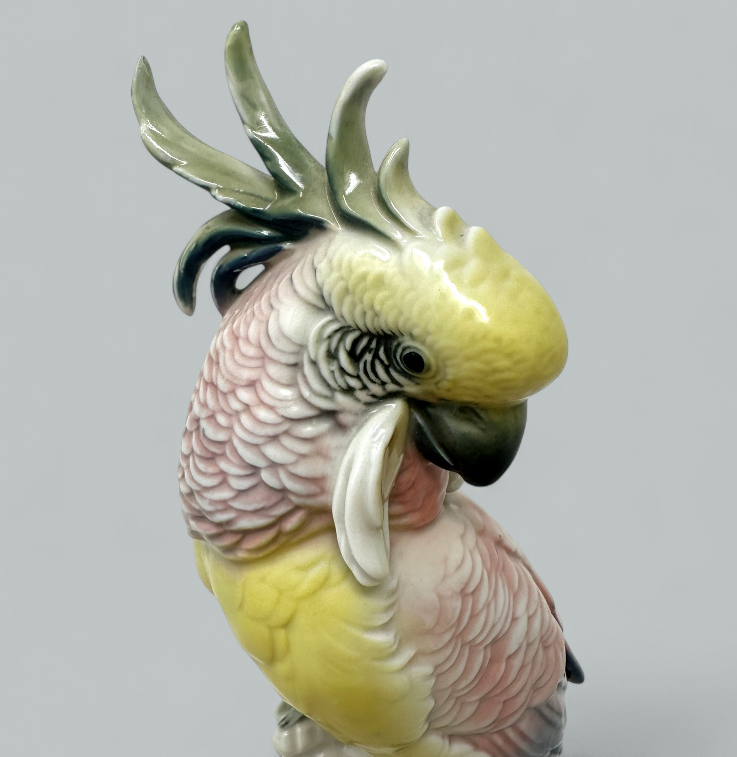 435 Pair Antique German Porcelain Birds Parakeets - Cockatoo Karl Ens - Image 4