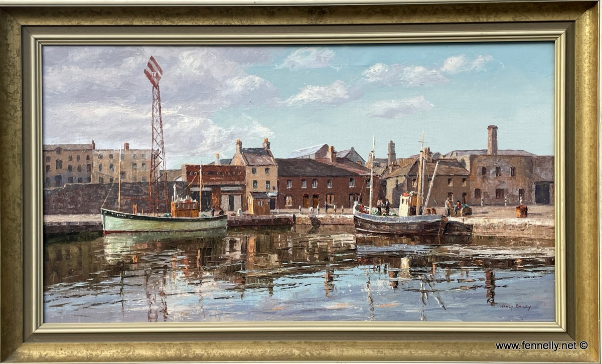 994 Sold Galway Harbour - Oil on Canvas by Nancy Bailey (1913-2012)