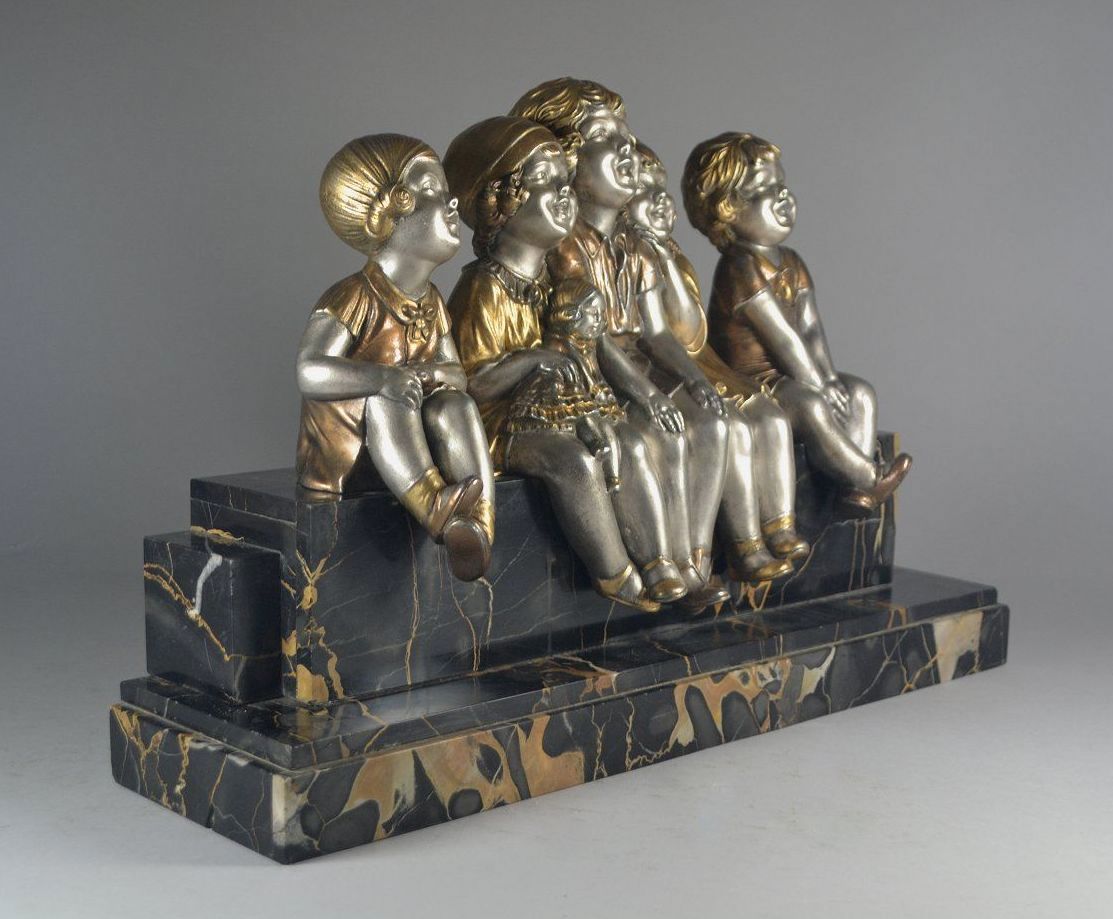 393 'Sitting Pretty' - Gold and Silver Plated Sculpture - Circa 1920 - DH Chiparus - Image 3