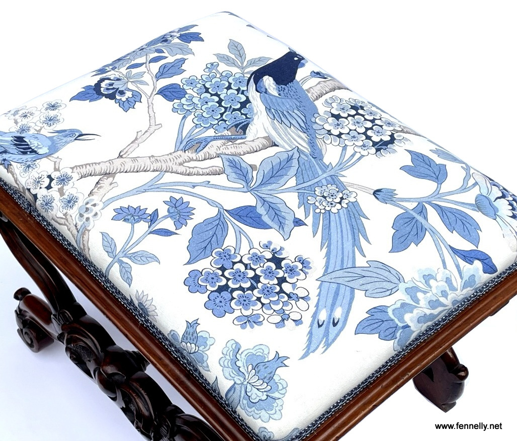 099 Sold Victorian Upholstered Mahogany Stool - Circa 1850 - Image 4