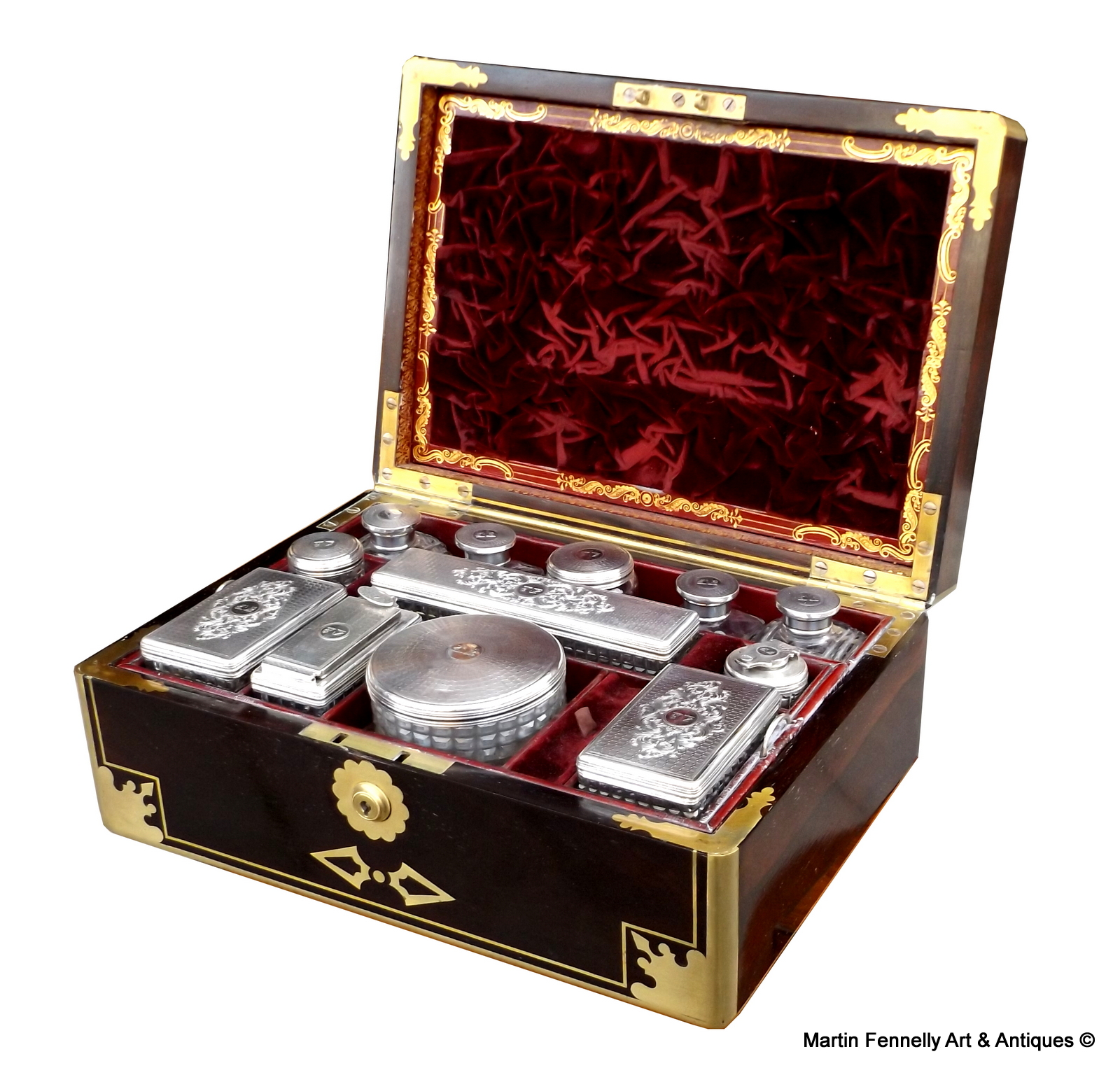 643 Sold Rare Rosewood and Silver Vanity Box - English - Mid 19thCt