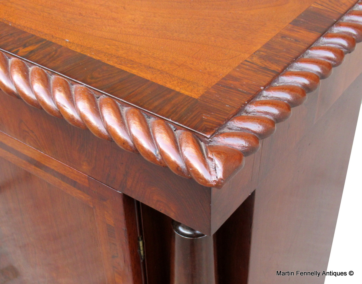 606 Sold Irish Regency Mahogany and Rosewood Twin Door Cabinet - Circa 1820 - Image 6