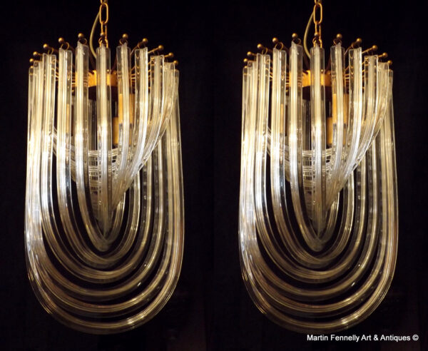 246 Sold Pair of Crystal Murano 'Curve' Chandeliers - Superb and Rare