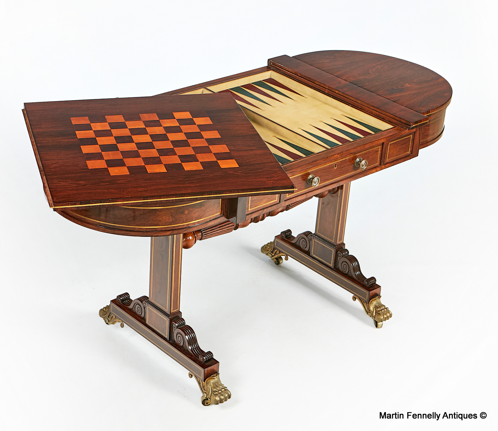 560 Sold Superb Regency Period Rosewood Games Table Attributed to Gillows of Lancaster - Image 3