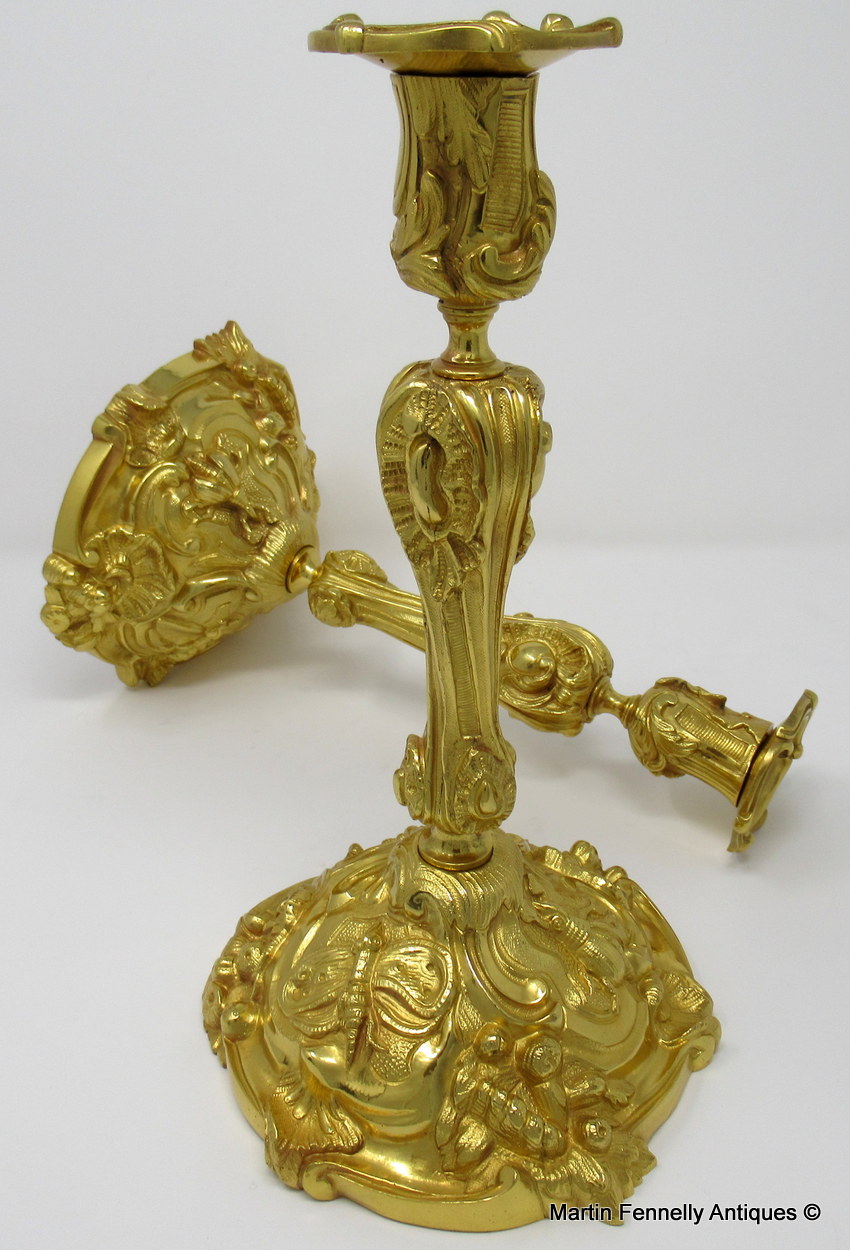 327 Sold Manner of Juste Aurèle Meissonier Stunning LARGE Pair French Ormolu Candlesticks 19th Ct - Image 7