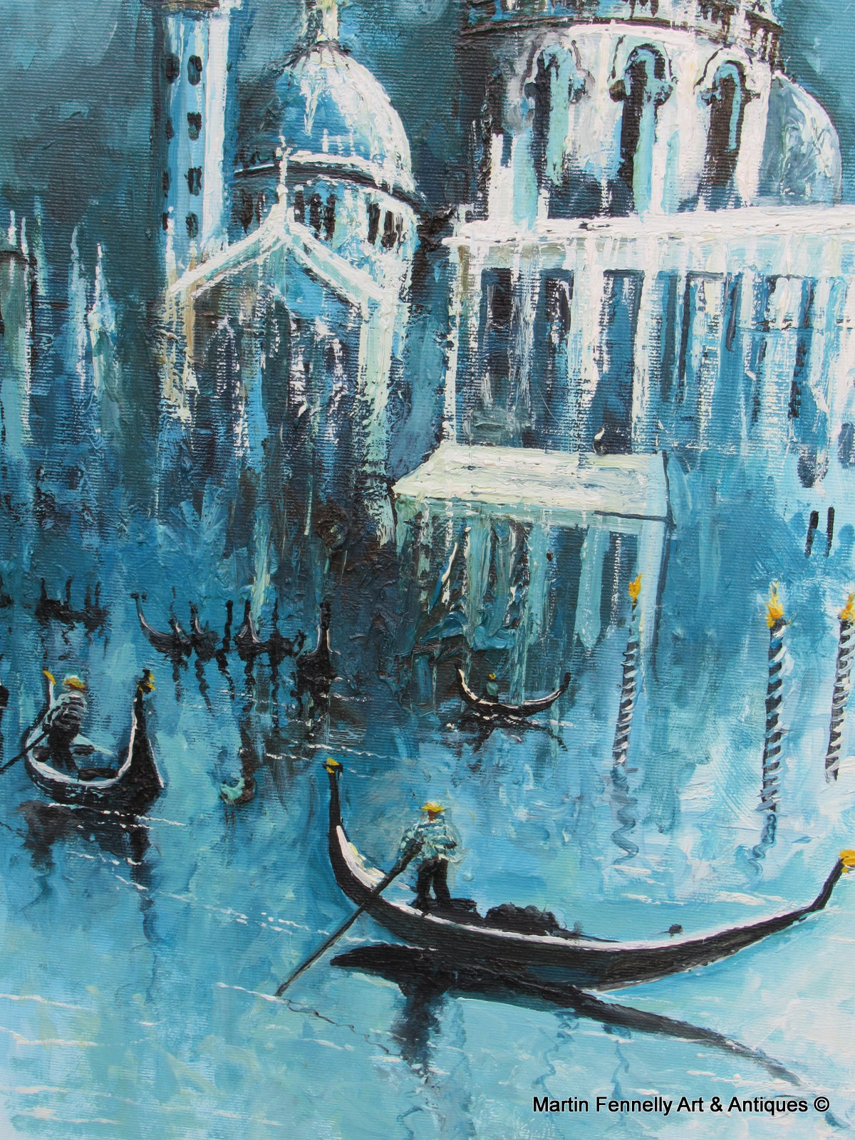 709 Gondolas Venice - Ben Maile 1922-2017 - Oil on Canvas - Image 4