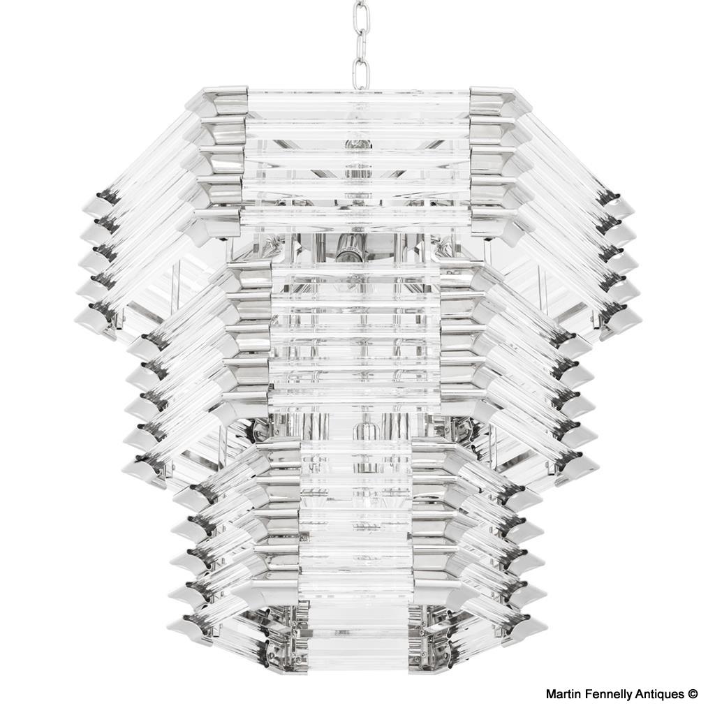 M086 Sold Superb Clear Glass Rod and Nickel luxury modern chandelier - Image 3