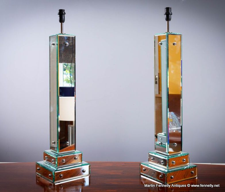 801 Stunning Pair of Large Mirror Lamps - Italian - Arte Veneziana - Image 2